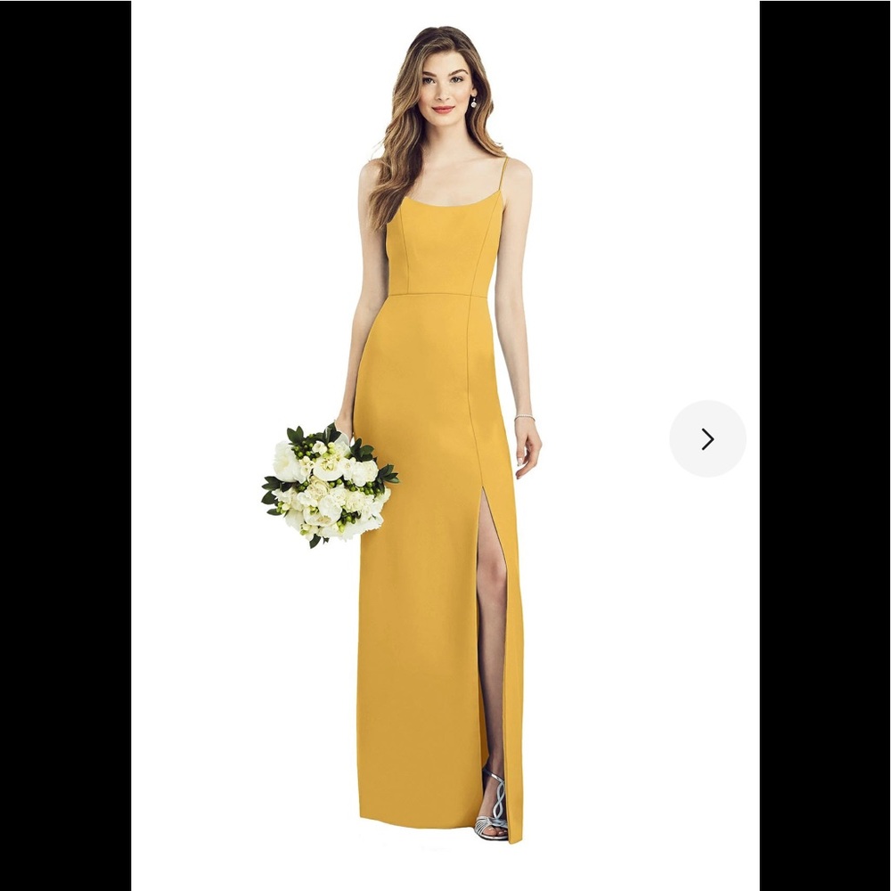 NWOT After Six Spaghetti Strap V-Back Crepe Gown with Front Slit Size 4